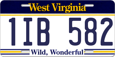 WV license plate 1IB582
