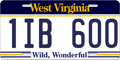 WV license plate 1IB600