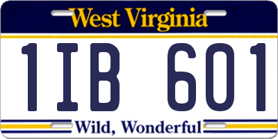 WV license plate 1IB601