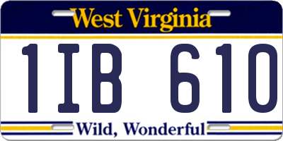 WV license plate 1IB610