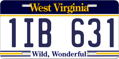 WV license plate 1IB631