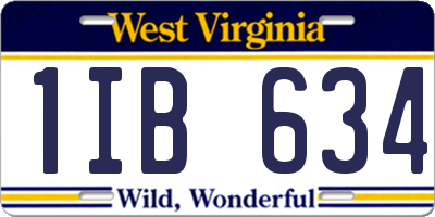 WV license plate 1IB634