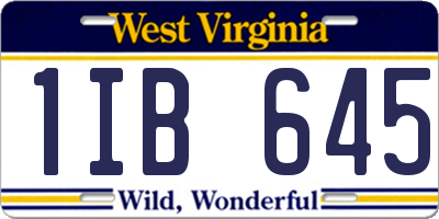 WV license plate 1IB645