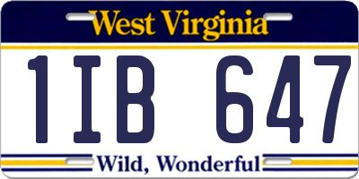 WV license plate 1IB647