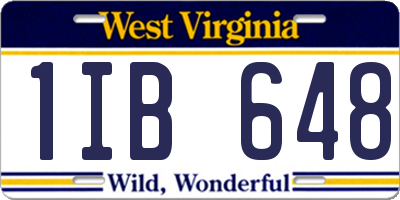 WV license plate 1IB648
