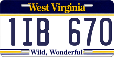 WV license plate 1IB670