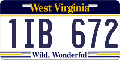 WV license plate 1IB672