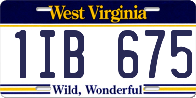 WV license plate 1IB675