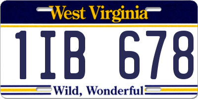 WV license plate 1IB678