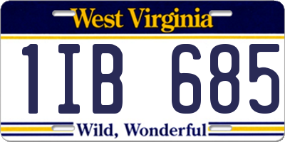 WV license plate 1IB685