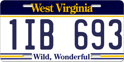 WV license plate 1IB693