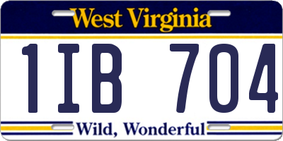 WV license plate 1IB704