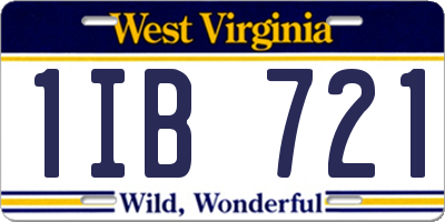 WV license plate 1IB721