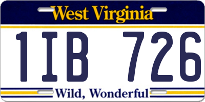 WV license plate 1IB726