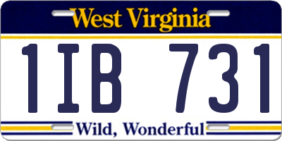WV license plate 1IB731