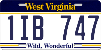WV license plate 1IB747