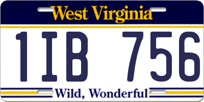 WV license plate 1IB756