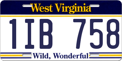 WV license plate 1IB758