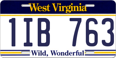 WV license plate 1IB763