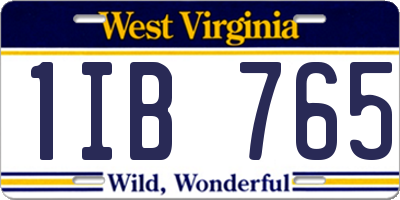 WV license plate 1IB765