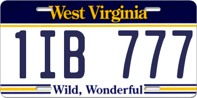 WV license plate 1IB777