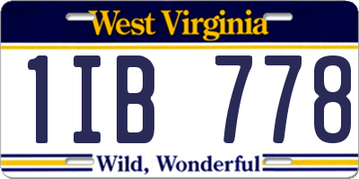WV license plate 1IB778