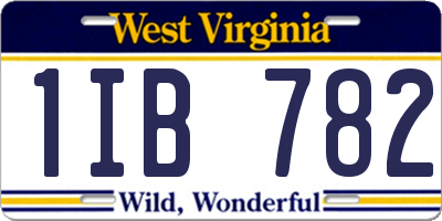 WV license plate 1IB782