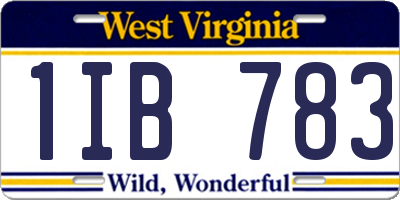 WV license plate 1IB783