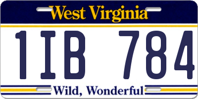 WV license plate 1IB784