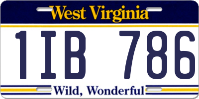 WV license plate 1IB786