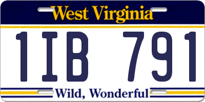 WV license plate 1IB791