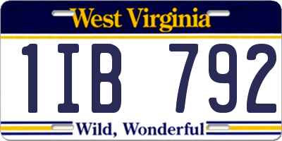WV license plate 1IB792