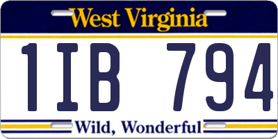 WV license plate 1IB794