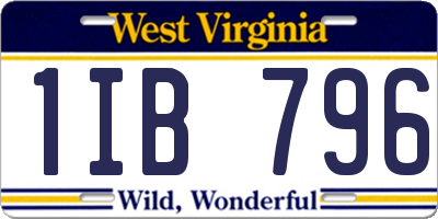 WV license plate 1IB796