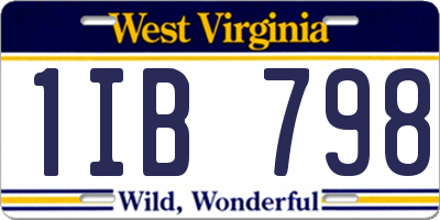 WV license plate 1IB798