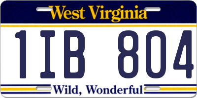 WV license plate 1IB804