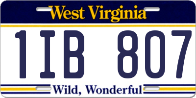 WV license plate 1IB807