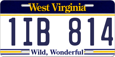 WV license plate 1IB814