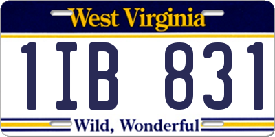 WV license plate 1IB831