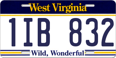 WV license plate 1IB832