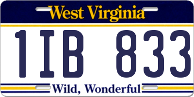 WV license plate 1IB833