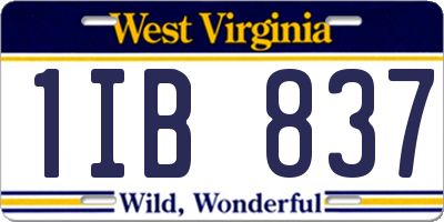WV license plate 1IB837