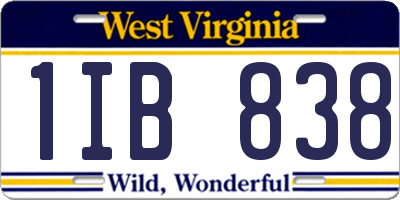 WV license plate 1IB838