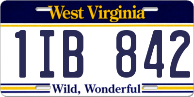 WV license plate 1IB842