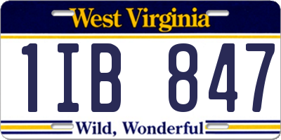 WV license plate 1IB847