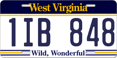WV license plate 1IB848