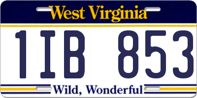 WV license plate 1IB853