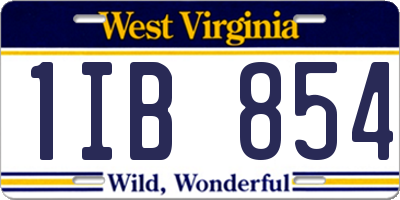 WV license plate 1IB854