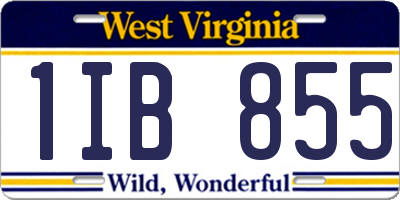 WV license plate 1IB855