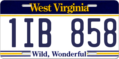 WV license plate 1IB858